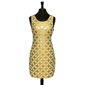 Aina Be Cream & Gray Beaded w/ Sequin Sleeveless Women’s Dress Size Small